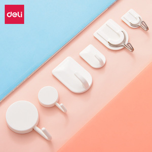 Deli Sticky Hooks White Wall Mounted No Drill Adhesive Hook For Bathroom Kitchen Home Use 1.0kg Capacity - Product Image 3