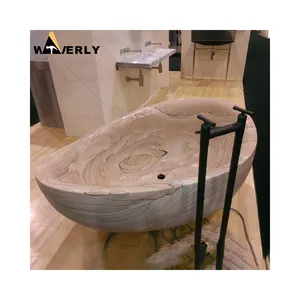 舒适的浴室浴缸大免费独立式石材木纹大理石固体表面浴缸，适合成人，价格优惠