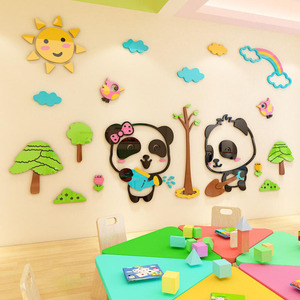 Chambre des enfants 3d dessin animé <span class=keywords><strong>panda</strong></span> sticker mural acrylique - Product Image 1