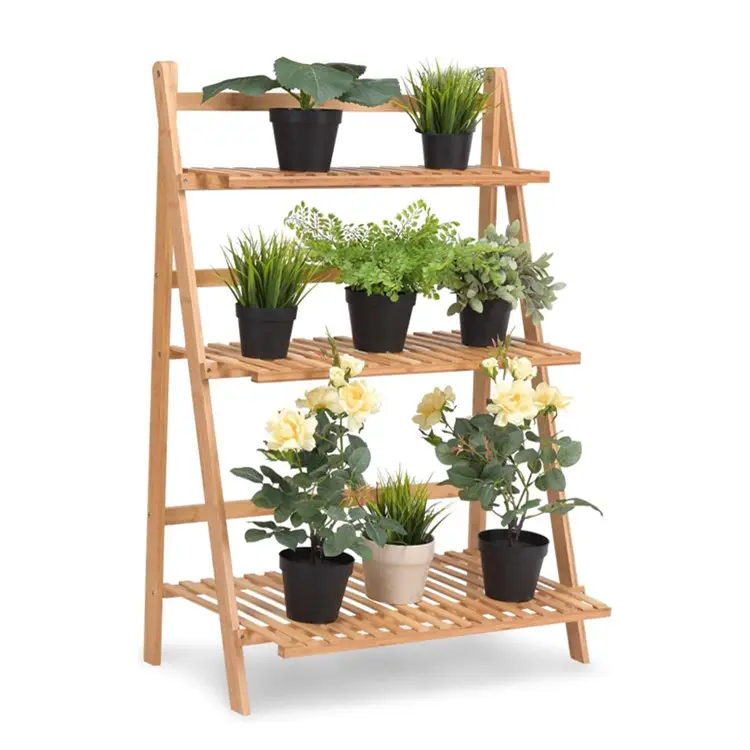 Домашняя бамбуковая 3-ярусная лестница Складная подставка для растений комнатная полка Многофункциональная подставка для хранения угловая подставка для цветов