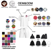 Ensemble T-shirt et short personnalisés brodés – Coton d'été, sport, football, streetwear, survêtement ample pour hommes
