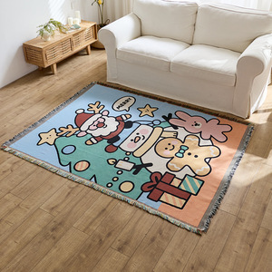 Funda de sofá navideña con estampado de dibujos animados, manta decorativa lavable de poliéster y algodón para sala de estar - Product Image 2