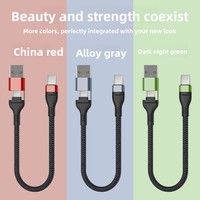 Cable de Carga y Datos Superrápido Uno a Dos, Conductor de Aleación de Aluminio, Revestimiento de Nailon Trenzado, Corto, Portátil, para Teléfonos Tipo-C