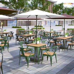 Ensemble de table et de chaises en fer forgé pour l'extérieur, <span class=keywords><strong>restaurant</strong></span> et hôtel modernes, résistant à l'eau, durable, mobilier commercial pour 6 personnes - Product Image 1