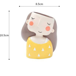 <span class=keywords><strong>Pot</strong></span> de fleurs ou jardin en résine en forme de fille jaune mignon - Product Image 2