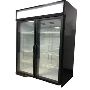 Ticari 2 cam kapılar siyah renk soğuk içecek buzdolabı bira buzdolabı süpermarket ekran buzdolabı dondurucu