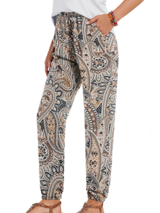 Women's Paisley Wide Leg Pants High <b>Waist</b> Full Length Loose Fit Casual <b>Trousers</b> <b>Elastic</b> <b>Waist</b> Autumn - Product Image 1
