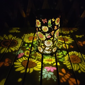 Lanterne solaire vintage en fer, motif tournesol, projecteur lumineux décoratif pour <span class=keywords><strong>jardin</strong></span>, lampe suspendue extérieure pour mariage, fête, cour arrière - Product Image 5