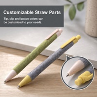Pulpen Klik Tabung Kertas Bambu Motif Kain 1.0mm Logo Custom Ramah Lingkungan Unik Hadiah Promosi Kantor Sekolah