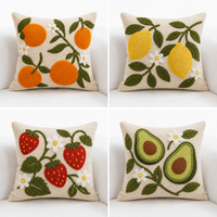 Housse de coussin Sanhome à motif orange brodé, faite à la main, en polyester tufté, pour canapé de salon, vente en gros OEM