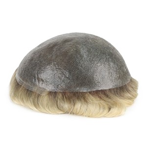 Sistema de cabello humano <span class=keywords><strong>rubio</strong></span> <span class=keywords><strong>platino</strong></span> con raíces oscuras, peluquín de piel fina, peluca de pelo <span class=keywords><strong>para</strong></span> hombres, parche <span class=keywords><strong>para</strong></span> el cabello <span class=keywords><strong>para</strong></span> hombres - Product Image 2