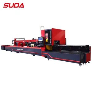 SUDA özelleştirme ağır yatak otomatik CNC çelik Metal lazer tüp kesme makinesi 220mm çap