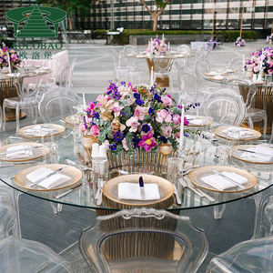 Base en acier inoxydable pour mariage, table de banquet en or pour événement, table en verre pour mariage - Product Image 3