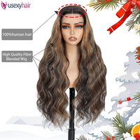 Perruque Lace Front Ombrée Highlight Prête à Porter Sans Colle 1B/30 Body Wave avec Cheveux Mélangés et Baby Hair Densité 200%