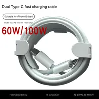 Kabel Data Tipe C ganda, 60W/100W, pengisian cepat 5 Core, 3A/100W untuk pengisian daya ponsel & Transfer Data