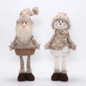 Ensemble adorable de 2 poupées en peluche lumineuses de Noël, Père Noël et Bonhomme de neige debout avec une lueur chaude, pour cadeau de Noël - Product Image 3