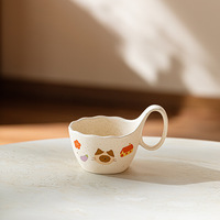 Mug de petit-déjeuner en céramique grande capacité motif dessin animé mignon, tasse à dessert et à flocons d'avoine irrégulière INS pour couple