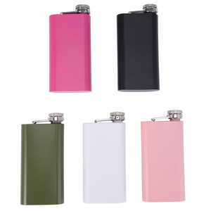 Fiaschi da whisky con Logo personalizzato bianco in acciaio inossidabile a prova di perdite con tappo in metallo a perdifiato per tasca da campeggio - Product Image 1