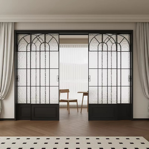 Partición de tres enlaces deslizantes de vidrio de estilo Retro francés para baño, cocina, balcón, sala de conferencias, pista de suelo de techo - Product Image 5