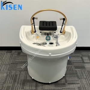 อ่างสระผมแบบพกพา Kisen Popular ขนาด 60 ลิตร รูปทรงครึ่งวงกลม พร้อมเครื่องทำน้ำอุ่น เก้าอี้สระผมแบบเตียง สำหรับร้านเสริมสวย ร้านทำผม และสปา - Product Image 1