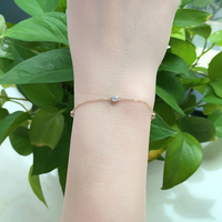 Bracelet en or massif 14 carats, chaîne en or véritable 14 carats, bracelet simple avec breloque en moissanite pour bijoux soudés à vie - Vente en gros