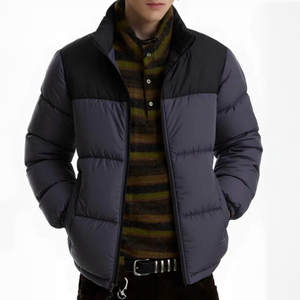 Chaqueta acolchada gruesa <span class=keywords><strong>de</strong></span> invierno para <span class=keywords><strong>hombre</strong></span> con cuello alto, abrigo holgado con cremallera y bloques <span class=keywords><strong>de</strong></span> color, top deportivo informal y cálido. - Product Image 3