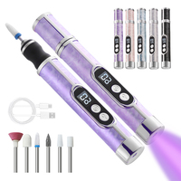 Lime à ongles électrique intelligente sans fil pour l'élimination des cuticules et le façonnage des bords des ongles, avec lampe UV intégrée pour le durcissement, machine de manucure