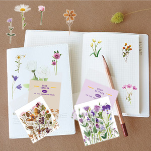 40 autocollants de fleurs transparents <span class=keywords><strong>en</strong></span> PET pour enfants, autocollants de décoration de série de plantes pour le bricolage, autocollants décoratifs floraux vintage - Product Image 4