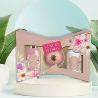 Vente en gros bombe de bain et gel douche de marque privée pétales de fleurs pour le bain et la douche pétillants coffret cadeau blanchissant pour les femmes emballage logo personnalisé