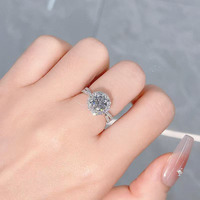 Anello di Fidanzamento Artistico alla Moda con 4 Punte Rotonde, Anello di Fidanzamento in Platino Pt950 con Diamante di Laboratorio per Donne
