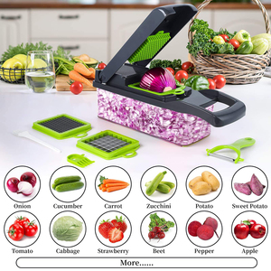 Accessoires de <span class=keywords><strong>cuisine</strong></span> : <span class=keywords><strong>Mandoline</strong></span> manuelle 16-en-1 pour pommes de terre, coupe-oignon, hachoir à légumes multifonctionnel, trancheuse à légumes - Product Image 2