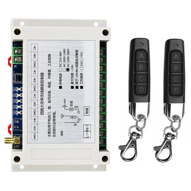 Smart Multiple AC110V 220V 240V 380V 30A 433 MHz 4CH 4 CH 4 Channel Wireless Relay RF Remote Control Switch Receiver+Transmitter