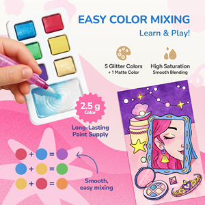 ชุดสีน้ำพกพา Joycat ชุดสีน้ำการ์ตูน กระดาษสีน้ำ สมุดระบายสีสำหรับเด็ก พร้อมพู่กันสีน้ำ - Product Image 4