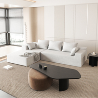 SAIEN 8 pièces Canapés modulaires sectionnels modernes blancs pour salon, salle de sport, sous-sol, canapé-lit en forme de I ou de L avec revêtement en micro-suède