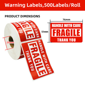 Étiquettes d'avertissement de fragilité totale 130 mm x 80 mm en papier glacé sans revêtement pour la logistique d'entreposage - Product Image 2