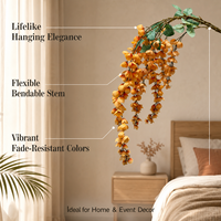 Bunga Sutra Gantung Artificial Cassia Fistula 5 Tangkai/Bundel untuk Dekorasi Vas Pernikahan dan Rumah