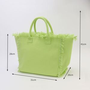 2025 New Summer Trendy Tassel Portable Bohemian Fringe Bag Pink <b>Canvas</b> Shoulder Thick <b>Canvas</b> <b>Tote</b> Waterproof Beach Shopping Bags - Product Image 6