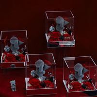 Fluwelen Roos Beer Teddy Acryl Box Beste Huisdecoratie Geconserveerde Rozen Voor Afstuderen Thanksgiving Kerst Valentines Dag