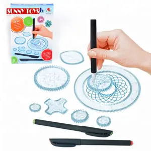 DIY Pendidikan Spirograph Menggambar Mainan Set Anak-anak Lukisan Template Aksesoris Mainan Spirograph dengan Pena Warna