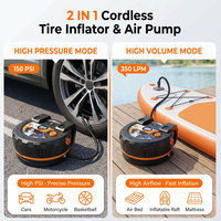 ABS Rechargeable 2-in-1 Electric Tire Inflator Air Pump Digital Pressure Gauge High Volume Automatic Shut-Off Camping Inflation