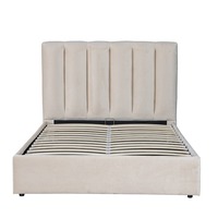 Lit à cadre pneumatique en tissu velours de style nordique, avec coffre de rangement, taille King/Double, pour l'exportation