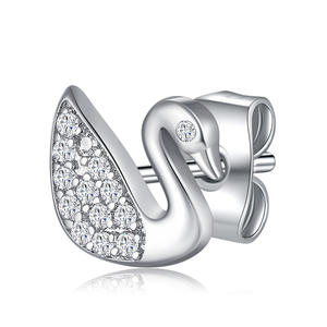 Orecchini a bottone in argento nuotato classico e classico Best-seller con forma arrotondata in platino placcato rodio con anniversari - Product Image 1