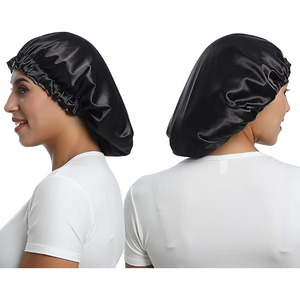 Bonnet de nuit réversible à double couche avec logo personnalisé, bonnet en satin élastique de qualité supérieure pour femmes - Product Image 6