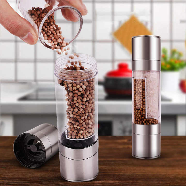 Molinillo Especias Molinillo Manual De Sal Y Pimienta - Doble Función,  Cerámica Ajustable (Acero Inoxidable) Molinillo De Semillas