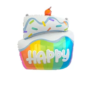 Venda quente Bolo Balão Feliz Aniversário Presente Vela Decoração Foil balloon