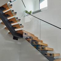 EKOO Modernes Glas-Treppengeländer Edelstahl Schwarzes Geländer Glashalter Abstandshalter Gebürstete & Spiegelfinish-Ausführung für Treppenhaus