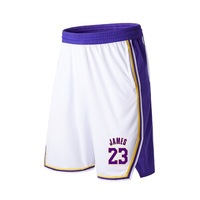 Celana Pendek Basket Retro USA 2025 Ukuran Besar Desain Baru Bordir Nama Tim Dewasa Bahan Mesh Bernapas Cepat Kering Anti-Bakteri