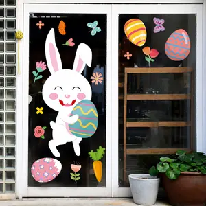 Happy Easter Window Clings Doppelseitige wieder verwendbare Eier fenster klammern für Oster dekorationen Window Clings Decals Decor