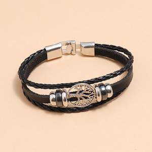 Bracelet Homme Vintage Multi-couches Bracelets en Cuir Tressé à la Main pour Hommes Femmes Bracelet <span class=keywords><strong>Charm</strong></span> <span class=keywords><strong>Arbre</strong></span> <span class=keywords><strong>de</strong></span> <span class=keywords><strong>Vie</strong></span> Accessoires Bracelet - Product Image 5