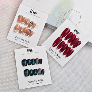 Uñas Postizas de Almendra Mediana con Diseño Floral Marrón Dorado en 3D, 10 Piezas, Hechas a Mano, para Otoño/Año Nuevo, Uñas Acrílicas Adhesivas - Product Image 3